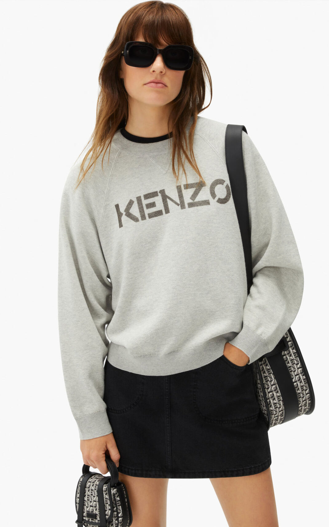 Kenzo Logo merino wool セーター レディース グレー - CVRGQM140